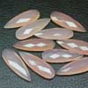 Rose Pink Chalcedony Faceted Pear Drop Briolette Beads Sold per 1 pair & Sizes 30mm x 10mm approx. Onyx is a banded variety of chalcedony. It comes in many colors from white to almost all other colors. It is also used for healing purposes. 